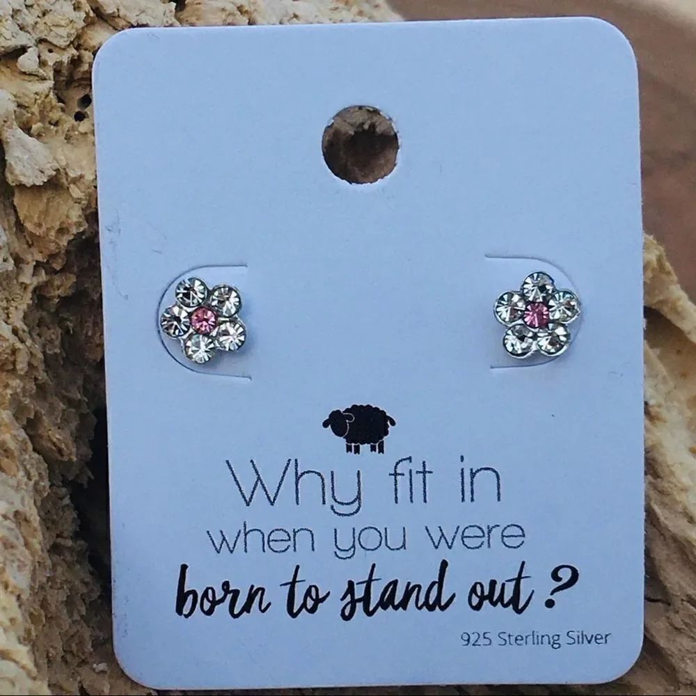 Girls crystal sterling flower earring